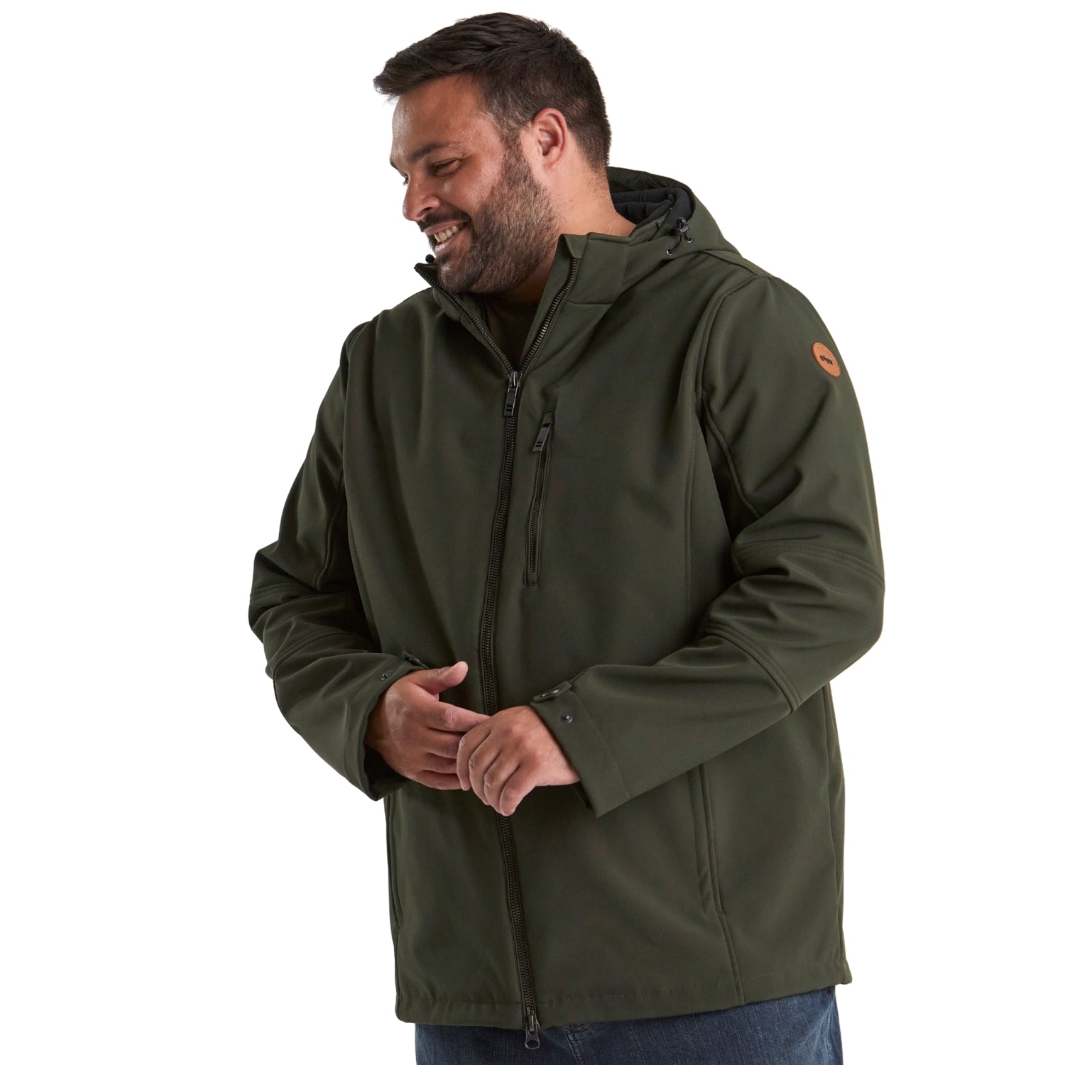 Waterproof-STOY-Mens-Plus Size-Softshell-Jacket-Olive-Plus-Sizes-3XL-6XL-Video